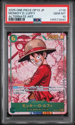 2025 ONE PIECE JPN OP13-CARRYING ON HIS WILL ALT ART MONKEY D. LUFFY PSA 10 - Image 1