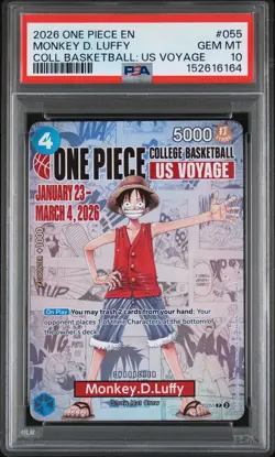 2026 ONE PIECE PROMOS ONE PIECE COLLEGE BK: US VOYAGE MONKEY D. LUFFY PSA 10 - Image 1
