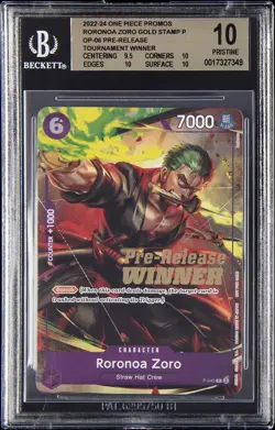 2024 ONE PIECE PROMO WINGS OF THE CAPTAIN PRE-RELEASE RORONOA ZORO BGS 10 - Image 1