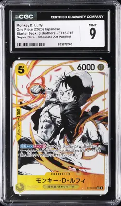 2023 ONE PIECE JPN 3 BROTHERS SUPER RARE #ST13-015 MONKEY D. LUFFY CGC 9 - Image 1