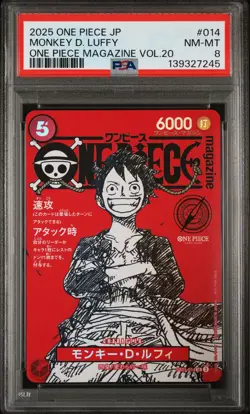 2025 ONE PIECE JPN PROMOS ONE PIECE MAGAZINE VOL.20 #014 MONKEY D. LUFFY PSA 8 - Image 1