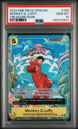 2024 ONE PIECE OP08-TWO LEGENDS TREASURE RARE #109 MONKEY D. LUFFY PSA 10 - Image 1