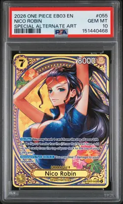 2026 ONE PIECE EB03-EXTRA BOOSTER -ONE PIECE HEROINES ED- #055 NICO ROBIN PSA 10 - Image 1