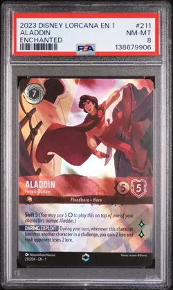 2023 DISNEY LORCANA EN 1-THE FIRST CHAPTER ENCHANTED #211 ALADDIN PSA 8 - Image 1
