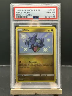 Gible SV38/SV94 Holo Rare 2019 Pokemon Sun & Moon Hidden Fates PSA 10 Gem Mint - Image 1