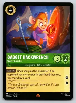 Disney Lorcana Gadget Hackwrench - Quirky Scientist Reign of Jafar Rare #99/204 - Image 1