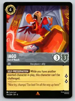 Disney Lorcana Iago - Out of Reach Reign of Jafar Rare #195/204 NM - Image 1