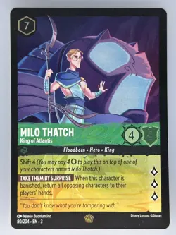 Disney Lorcana Milo Thatch King of Atlantis COLD FOIL Into the Inklands #80 NM - Image 1