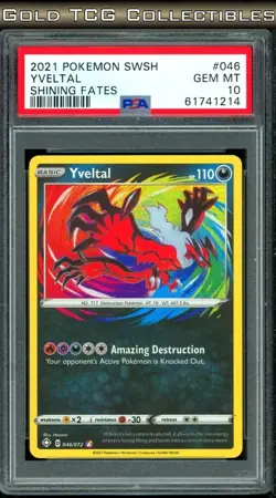 PSA 10 ⭐ Pokemon Yveltal 045 Amazing Rare Shining Fates Full Art Graded Card - Image 1