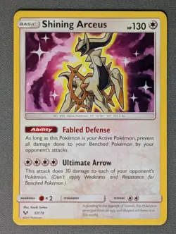 Pokemon TCG SHINING ARCEUS 57/73 Shining Legends Holo NM Near Mint Pokemon Card - Image 1
