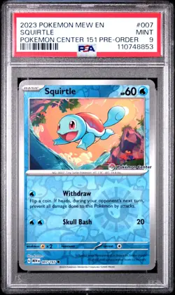 PSA 9 MINT Pokemon Squirtle 007/165 151 Pokemon Center Stamped UPC Promo 2023 - Image 1
