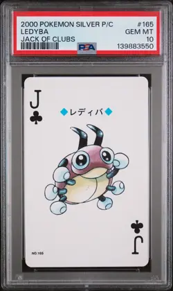 2000 POKEMON SILVER VERSION PLAYING CARDS JACK OF CLUBS #165 LEDYBA PSA 10 - Image 1
