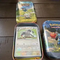 Pokemon TCG mix Card Lot with 150 Holo & Reverse Holo in 3 Collectible Tins - Image 1