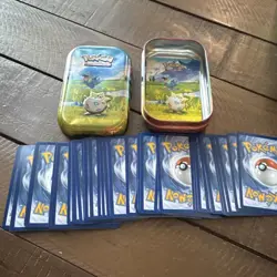 Pokemon TCG mix Card Lot with 150 Holo & Reverse Holo in 3 Collectible Tins - Image 3