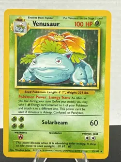 Pokemon TCG Venusaur Holo Rare Card 15/102 Base Set - Image 1
