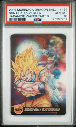 2007 DRAGON BALL MORINAGA JPN WAFER CARDS PART 8 #464 SON GOKU & VEGETA PSA 10 - Image 1