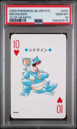 2000 POKEMON SILVER VERSION PLAYING CARDS 10 OF HEARTS #031 NIDOQUEEN PSA 10 - Image 1