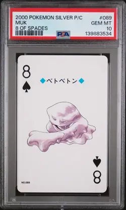 2000 POKEMON SILVER VERSION PLAYING CARDS 8 OF SPADES #089 MUK PSA 10 - Image 1