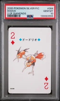 2000 POKEMON SILVER VERSION PLAYING CARDS 2 OF DIAMONDS #084 DODUO PSA 10 - Image 1