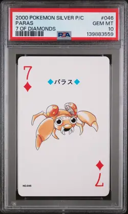 2000 POKEMON SILVER VERSION PLAYING CARDS 7 OF DIAMONDS #046 PARAS PSA 10 - Image 1