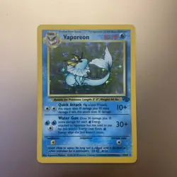 Pokemon TCG Vaporeon Holo Rare Card 12/64 Jungle Set, Vintage 1999 LP - Image 1