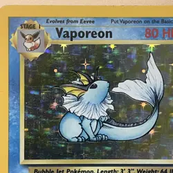 Pokemon TCG Vaporeon Holo Rare Card 12/64 Jungle Set, Vintage 1999 LP - Image 3