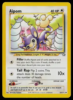 Pokemon Card Neo Genesis Aipom 26/111 Uncommon - Image 1