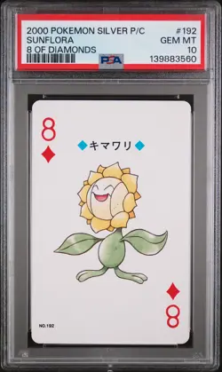 2000 POKEMON SILVER VERSION PLAYING CARDS 8 OF DIAMONDS #192 SUNFLORA PSA 10 - Image 1