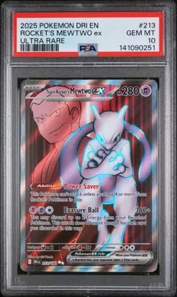 2025 POKEMON DRI EN-DESTINED RIVALS ULTRA RARE TEAM ROCKET'S MEWTWO EX PSA 10 - Image 1