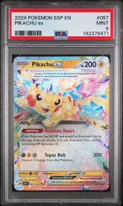 2024 POKEMON SSP EN-SURGING SPARKS #057 PIKACHU EX PSA 9 - Image 1