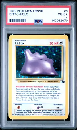 1999 POKEMON FOSSIL #3 DITTO-HOLO PSA 4 - Image 1