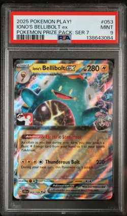 2025-2026 POKEMON PLAY! POKEMON PRIZE PACK #053 IONO'S BELLIBOLT EX PSA 9 - Image 1