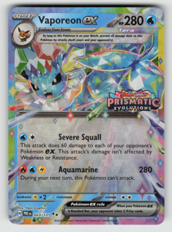 Vaporeon ex Pokemon Prismatic Evolutions 023/131 Stamped Promo NM - Image 1