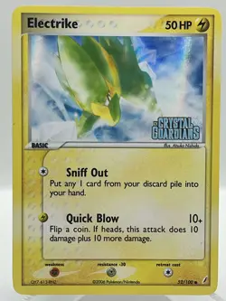Electrike 52/100 EX Crystal Guardians Reverse Holo Stamped Pokemon TCG Card - Image 1