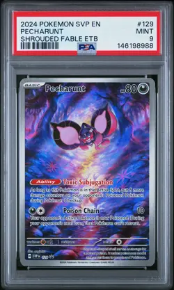 2024 POKEMON SHROUDED FABLE ELITE TRAINER BOX PROMO #129 PECHARUNT PSA 9 - Image 1