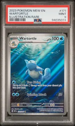 2023 POKEMON MEW EN-151 ILLUSTRATION RARE #171 WARTORTLE PSA 9 - Image 1