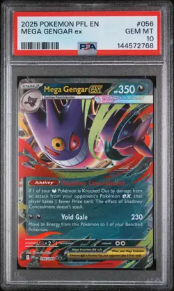 2025 POKEMON PFL EN-PHANTASMAL FLAMES #056 MEGA GENGAR EX PSA 10 - Image 1