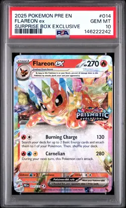 2025 POKEMON PRISMATIC EVOLUTIONS SURPRISE BOX EXCLUSIVE FLAREON EX PSA 10 - Image 1