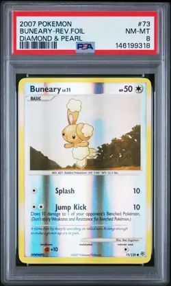 2007 POKEMON DIAMOND & PEARL #73 BUNEARY-REVERSE FOIL PSA 8 - Image 1