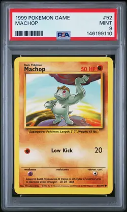 1999 POKEMON BASE SET UNLIMITED #52 MACHOP PSA 9 - Image 1