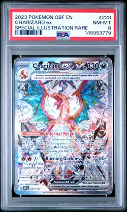 2023 POKEMON OBF EN-OBSIDIAN FLAMES SPECIAL ILLUSTRATION RARE CHARIZARD EX PSA 8 - Image 1