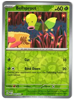 Bellsprout 069/165 Reverse Holo SV: Scarlet & Violet 151 English Pokemon NM - Image 1