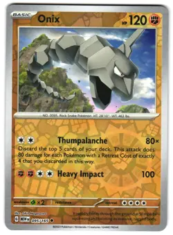 Onix 095/165 Reverse Holo SV: Scarlet & Violet 151 English Pokemon NM - Image 1