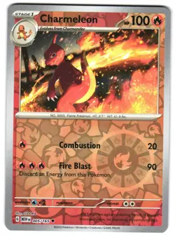 Charmeleon 005/165 Reverse Holo SV: Scarlet & Violet 151 English Pokemon NM - Image 1