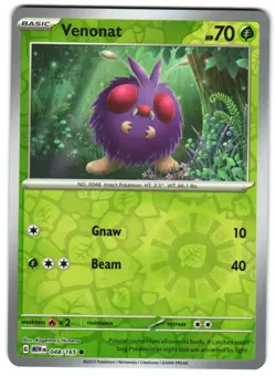 Venonat 048/165 Reverse Holo SV: Scarlet & Violet 151 English Pokemon NM - Image 1