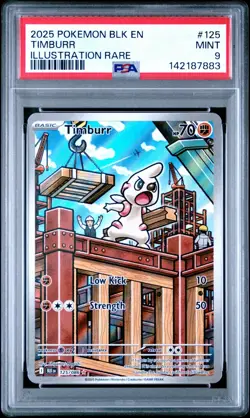 2025 Pokemon BLK EN Black Bolt Timburr Illustration Rare #125 PSA 9 MINT #125 - Image 1