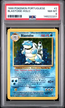 1999 POKEMON PORTUGUESE #2 BLASTOISE-HOLO PSA 8 - Image 1