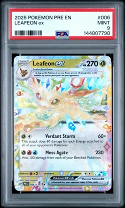 2025 POKEMON PRE EN-PRISMATIC EVOLUTIONS #006 LEAFEON EX PSA 9 - Image 1