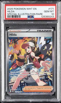 2025 POKEMON WHT EN-WHITE FLARE SPECIAL ILLUSTRATION RARE #171 HILDA PSA 10 - Image 1