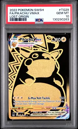 2022 POKEMON SWORD & SHIELD LOST ORIGIN #TG29 FULL ART/PIKACHU VMAX PSA 10 - Image 1